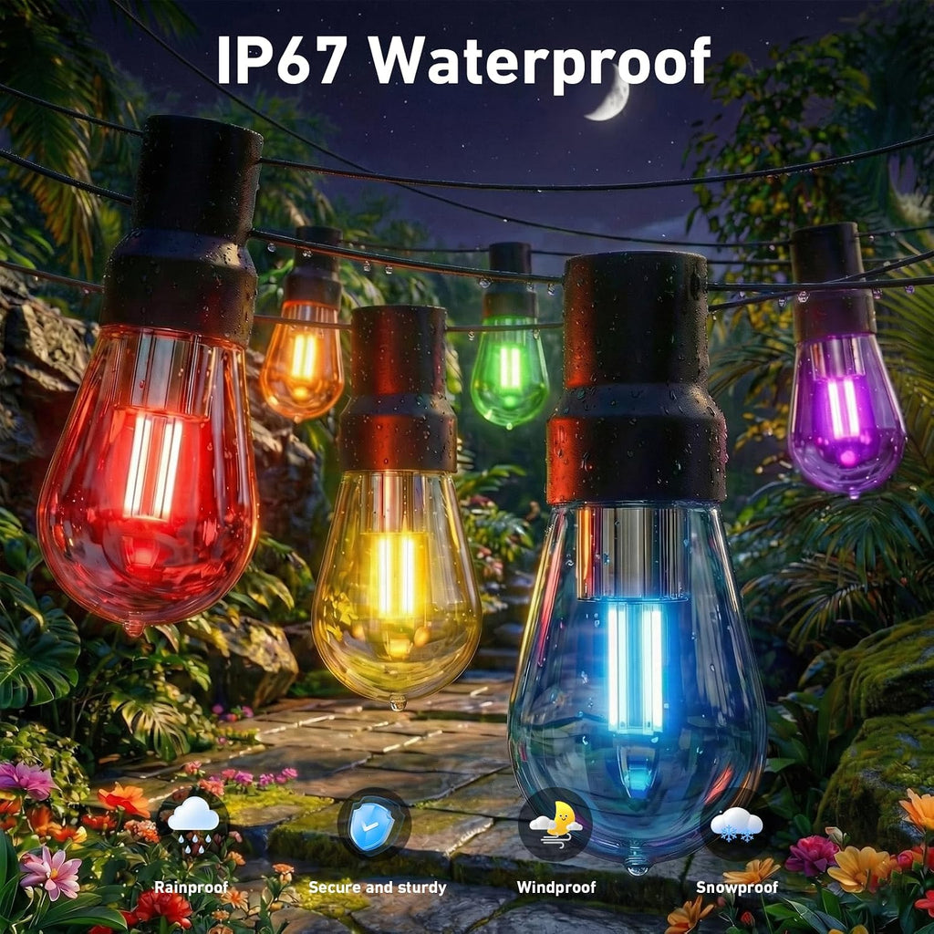 RGB‑IC Smart Outdoor String Lights App‑Remote