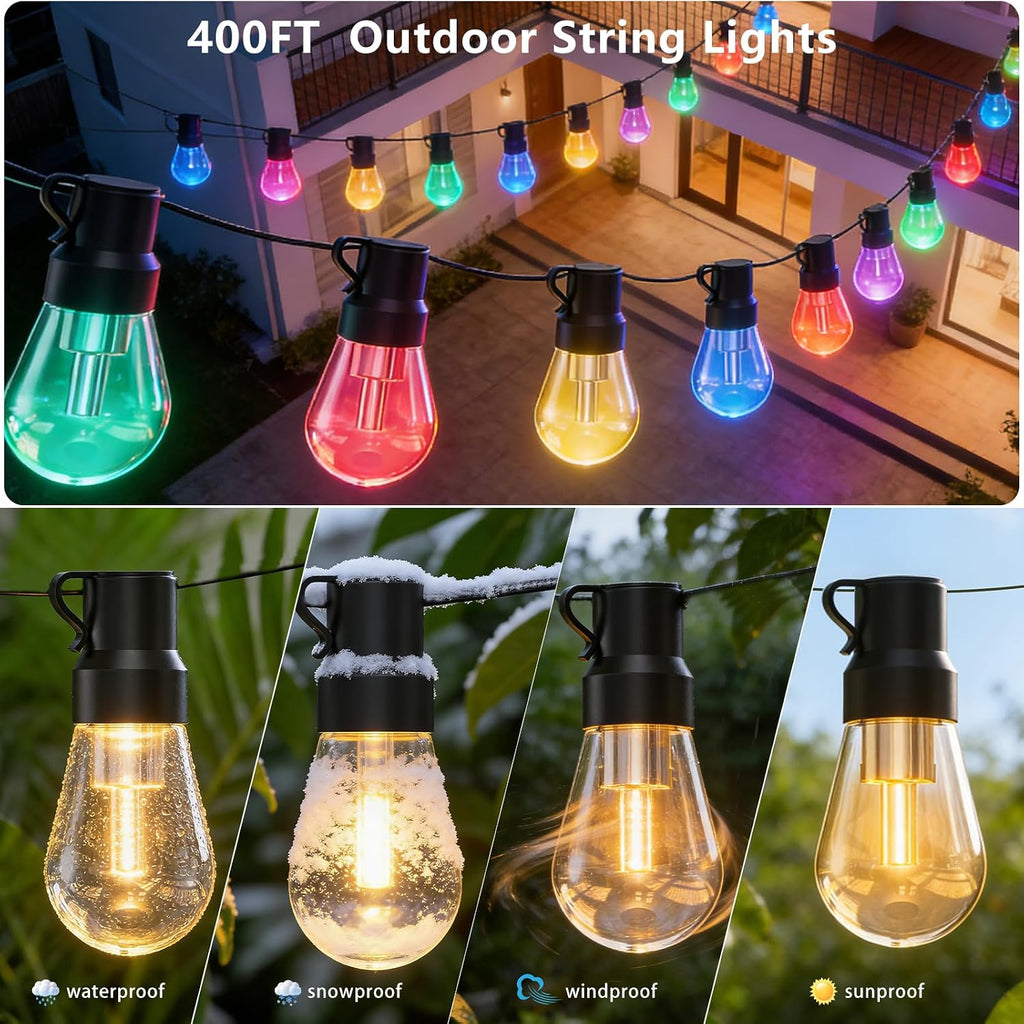 RGB‑IC Smart Outdoor String Lights App‑Remote