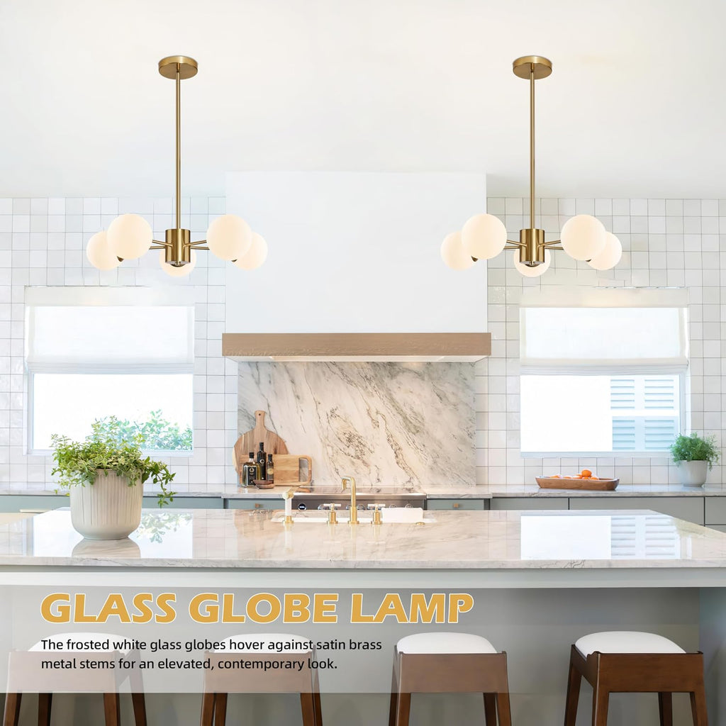 Gold Frosted‑Glass Sputnik Chandelier