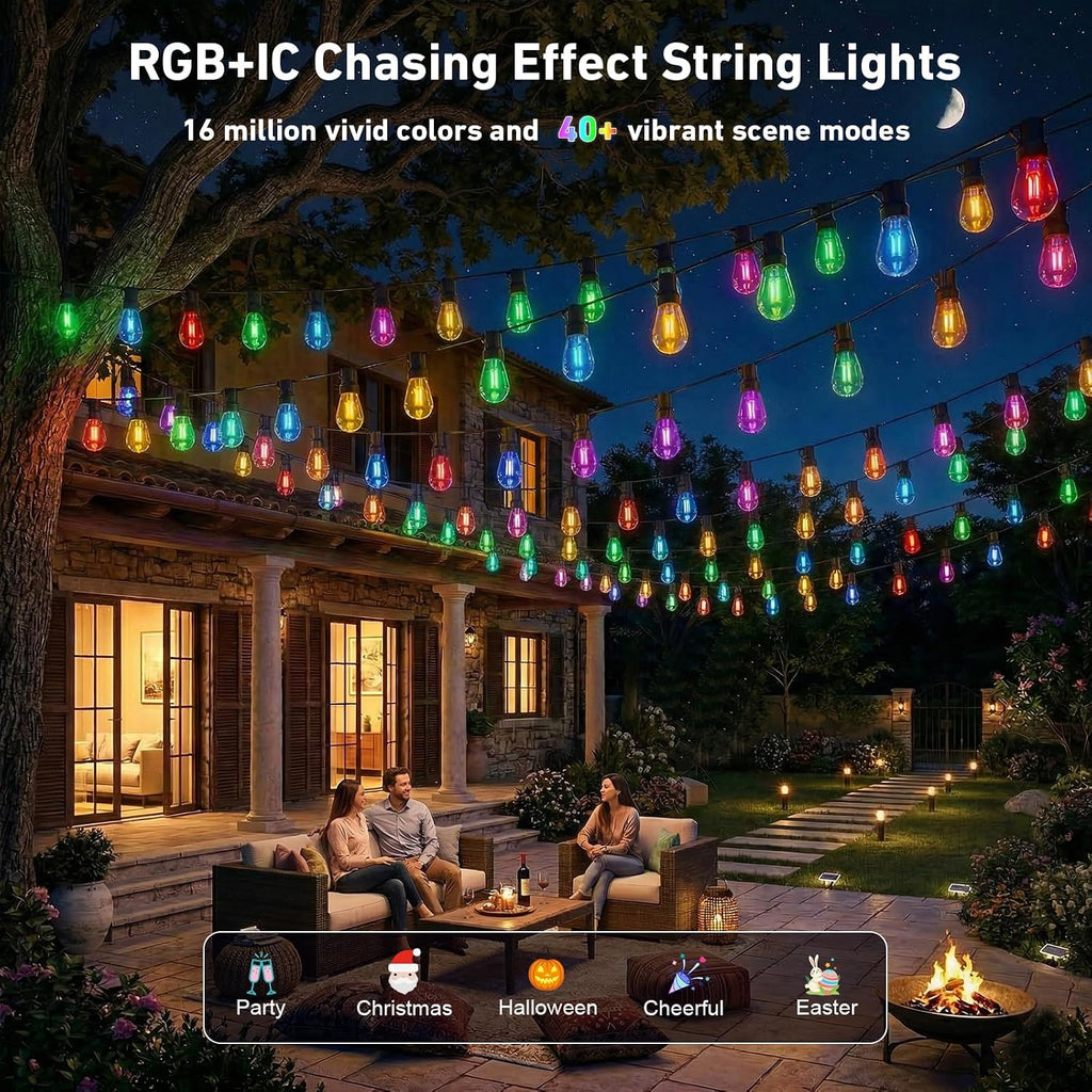 RGB‑IC Smart Outdoor String Lights App‑Remote
