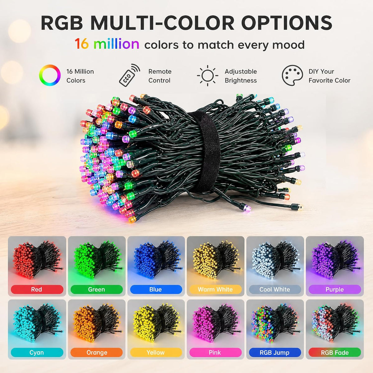 RGB Christmas String Lights Remote‑App Controlled