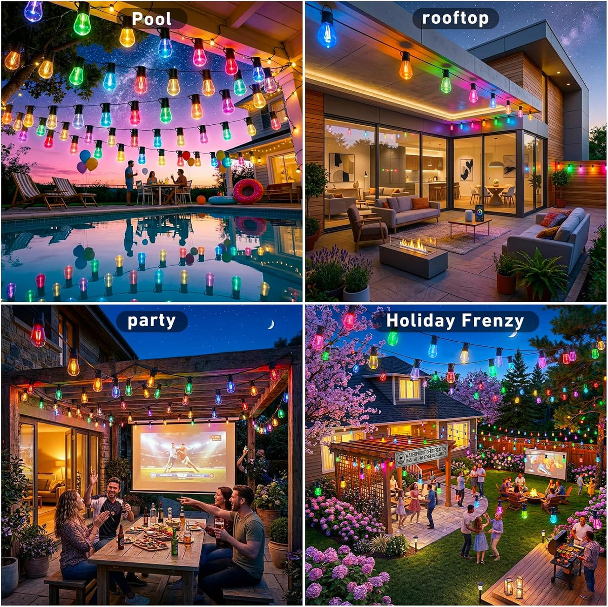 RGB‑IC Smart Outdoor Decor String Lights