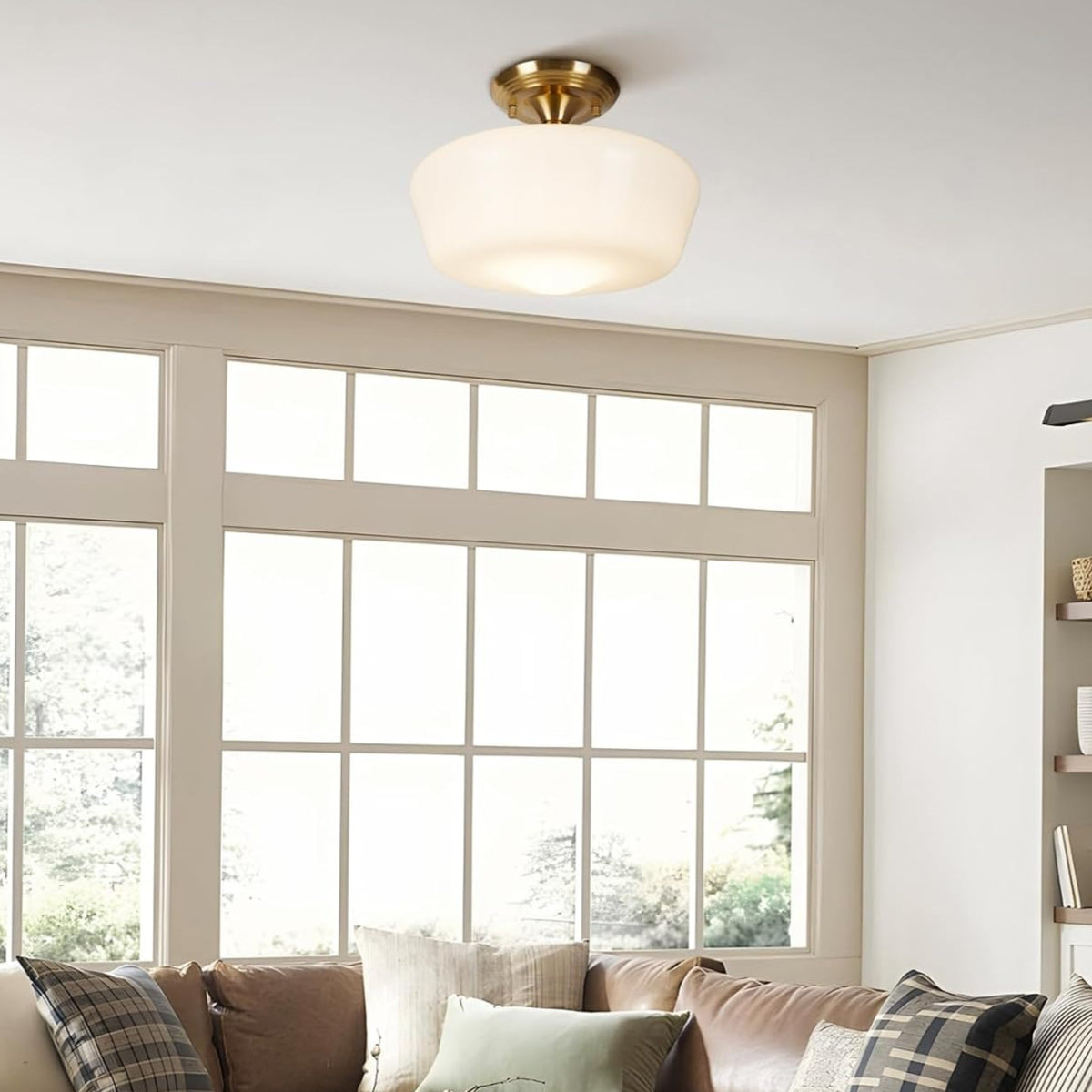 Gold Globe Semi Flush Ceiling Light