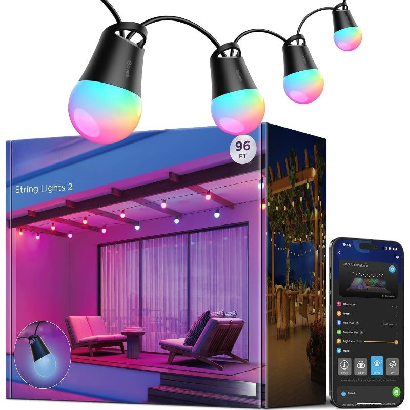 Smart RGBIC Patio String Lights App‑Controlled